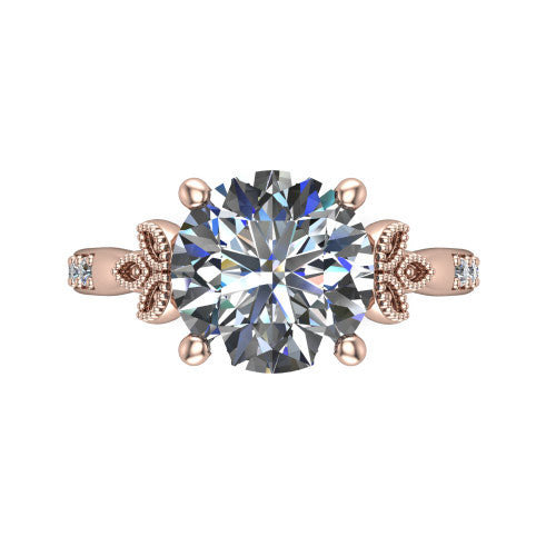 Lora Round Shape Solitaire Engagement Ring in 18K Rose Gold