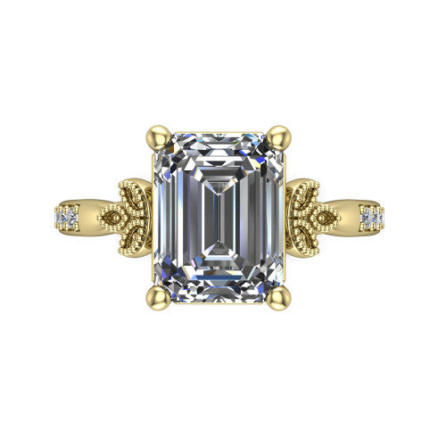 Lora Emerald Shape Solitaire Engagement Ring in 18K Yellow Gold