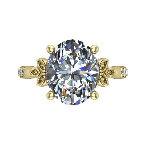 Lora Oval Shape Solitaire Engagement Ring in 14K Yellow Gold