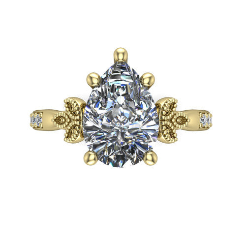 Lora Pear Shape Solitaire Engagement Ring in 14K Yellow Gold