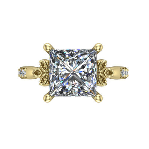 Lora Princess Shape Solitaire Engagement Ring in 14K Yellow Gold