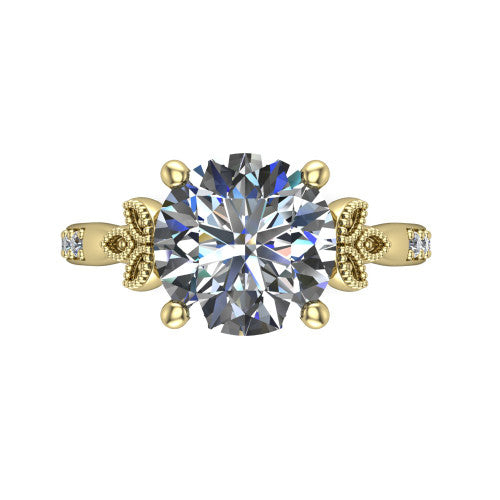 Lora Round Shape Solitaire Engagement Ring in 14K Yellow Gold