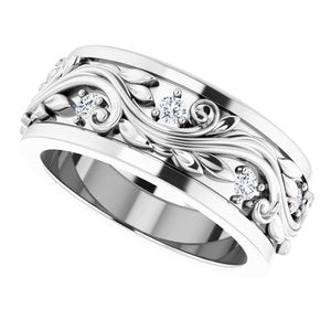 Diamond - Aria - Platinum 1/6 CTW Natural Diamond Band Size 4