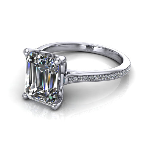 Amelia Emerald Shape Solitaire Engagement Ring in 14K White Gold