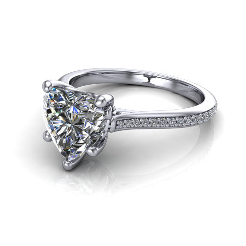 Amelia Heart Shape Solitaire Engagement Ring in Platinum
