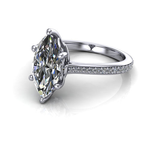 Amelia Marquise Shape Solitaire Engagement Ring in 18K White Gold