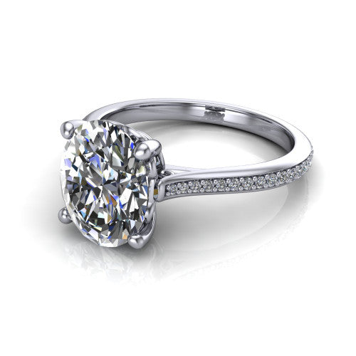Amelia Oval Shape Solitaire Engagement Ring in 14K White Gold