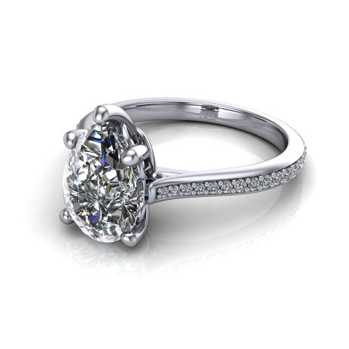 Amelia Pear Shape Solitaire Engagement Ring in 14K White Gold