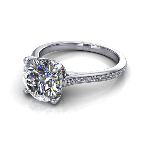 Amelia Round Shape Solitaire Engagement Ring in 14K White Gold