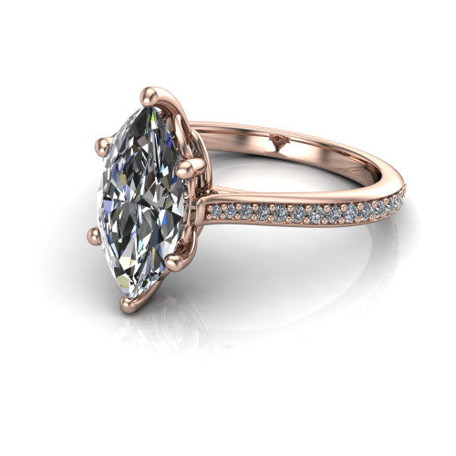 Amelia Marquise Shape Solitaire Engagement Ring in 18K Rose Gold