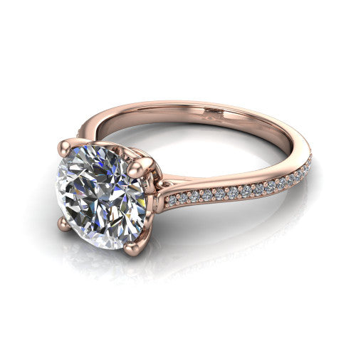 Amelia Round Shape Solitaire Engagement Ring in 14K Rose Gold
