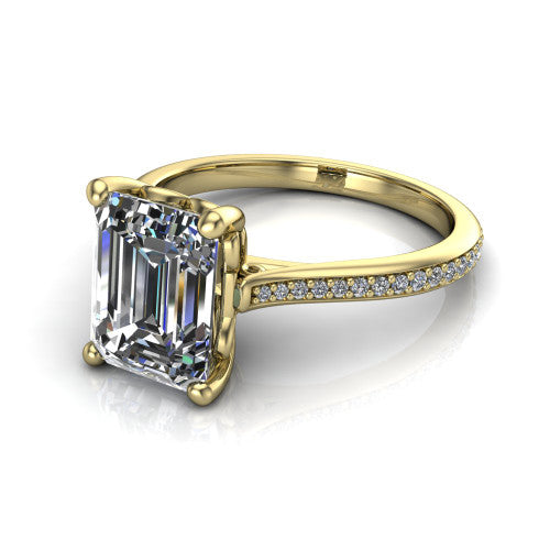 Amelia Emerald Shape Solitaire Engagement Ring in 18K Yellow Gold