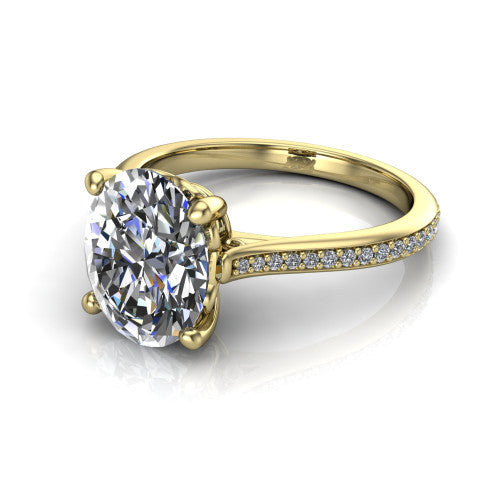 Amelia Oval Shape Solitaire Engagement Ring in 14K Yellow Gold