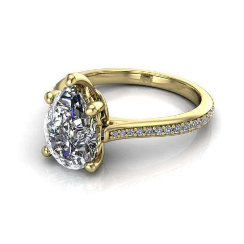 Amelia Pear Shape Solitaire Engagement Ring in 14K Yellow Gold