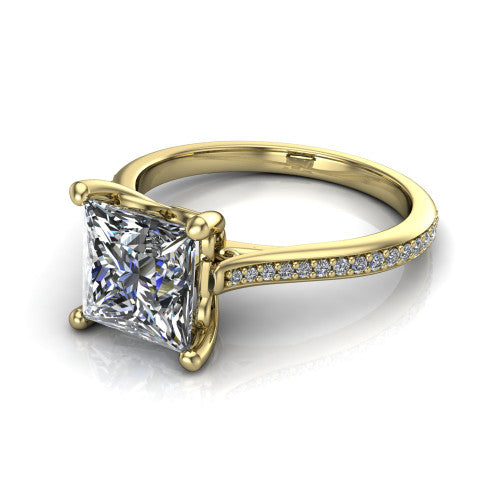 Amelia Princess Shape Solitaire Engagement Ring in 14K Yellow Gold