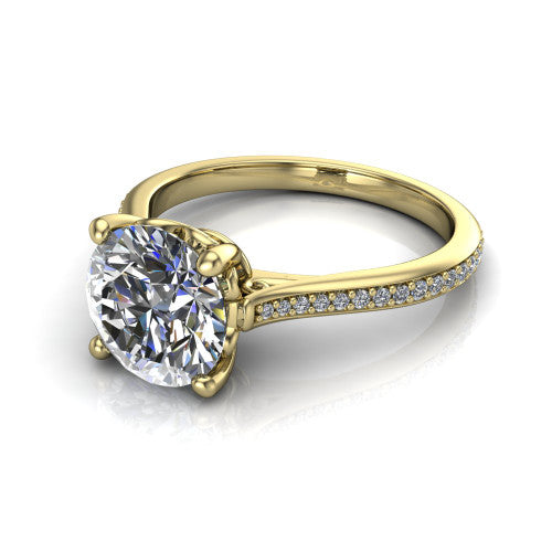 Amelia Round Shape Solitaire Engagement Ring in 18K Yellow Gold