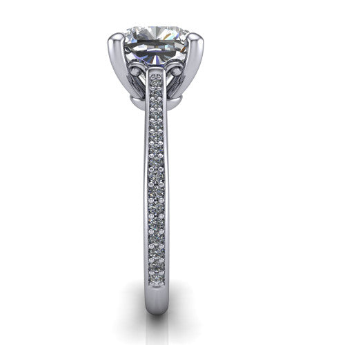 Amelia Cushion Shape Solitaire Engagement Ring in 14K White Gold