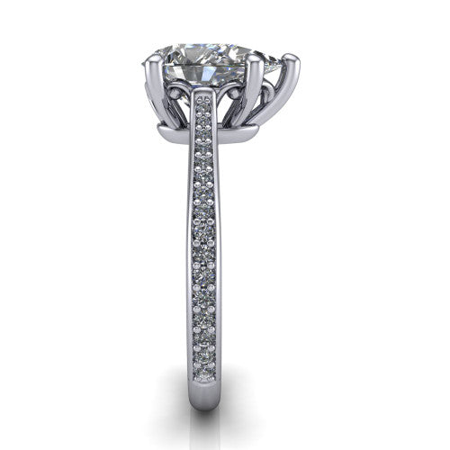 Amelia Pear Shape Solitaire Engagement Ring in 14K White Gold