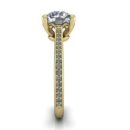 Amelia Round Shape Solitaire Engagement Ring in 14K Yellow Gold