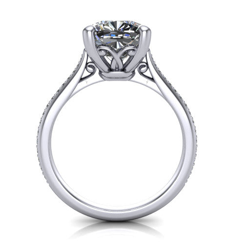 Amelia Cushion Shape Solitaire Engagement Ring in 18K White Gold