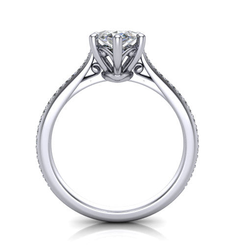 Amelia Marquise Shape Solitaire Engagement Ring in 14K White Gold