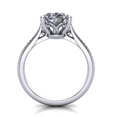 Amelia Oval Shape Solitaire Engagement Ring in 14K White Gold
