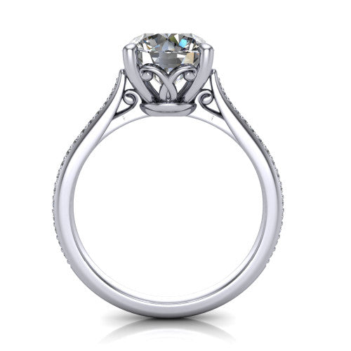 Amelia Round Shape Solitaire Engagement Ring in Platinum