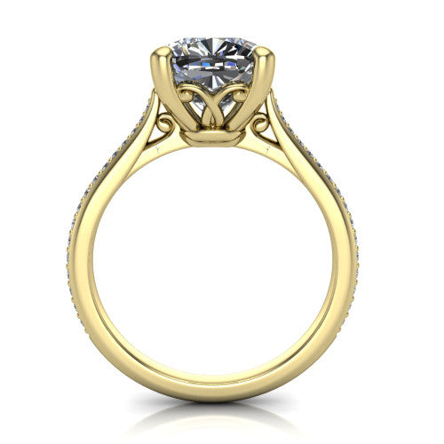 Amelia Cushion Shape Solitaire Engagement Ring in 18K Yellow Gold