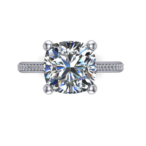 Amelia Cushion Shape Solitaire Engagement Ring in 14K White Gold
