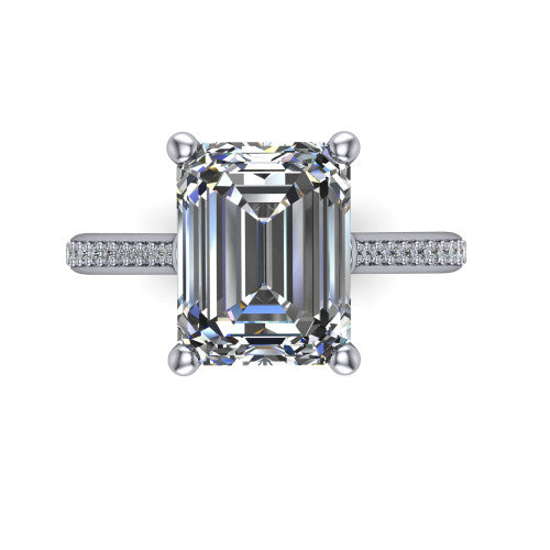 Amelia Emerald Shape Solitaire Engagement Ring in 18K White Gold