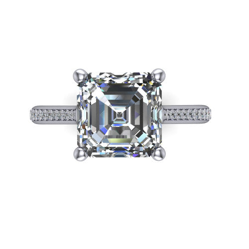 Amelia Square Emerald Shape Solitaire Engagement Ring in Platinum