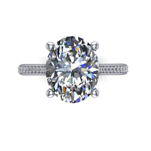 Amelia Oval Shape Solitaire Engagement Ring in 18K White Gold