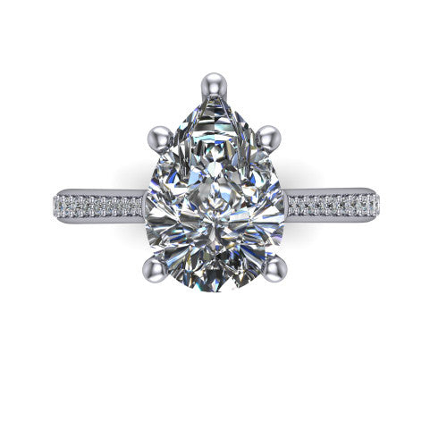Amelia Pear Shape Solitaire Engagement Ring in Platinum