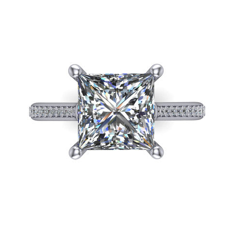 Amelia Princess Shape Solitaire Engagement Ring in Platinum