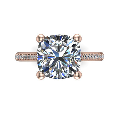 Amelia Cushion Shape Solitaire Engagement Ring in 14K Rose Gold