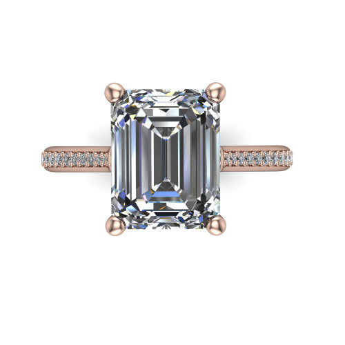 Amelia Emerald Shape Solitaire Engagement Ring in 14K Rose Gold