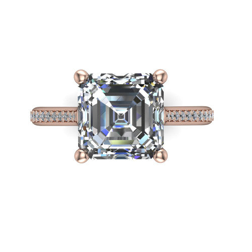 Amelia Square Emerald Shape Solitaire Engagement Ring in 18K Rose Gold