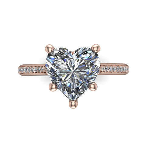 Amelia Heart Shape Solitaire Engagement Ring in 18K Rose Gold