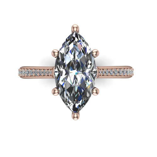 Amelia Marquise Shape Solitaire Engagement Ring in 18K Rose Gold