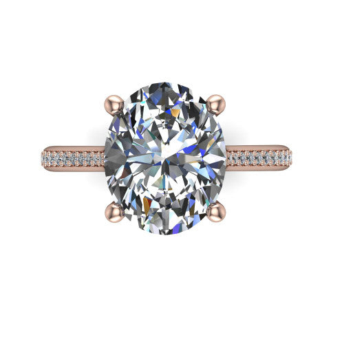 Amelia Oval Shape Solitaire Engagement Ring in 14K Rose Gold