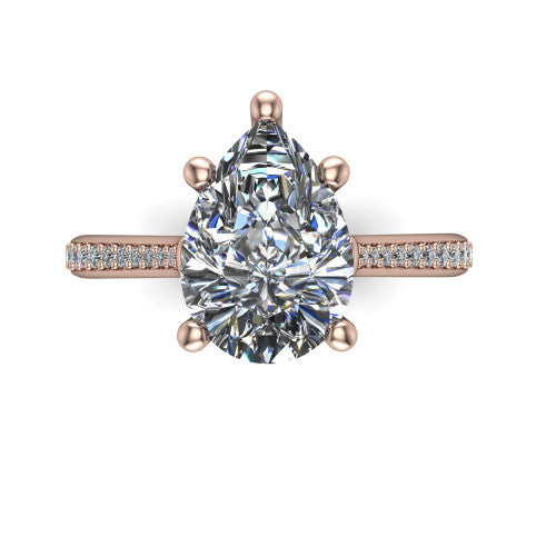 Amelia Pear Shape Solitaire Engagement Ring in 18K Rose Gold