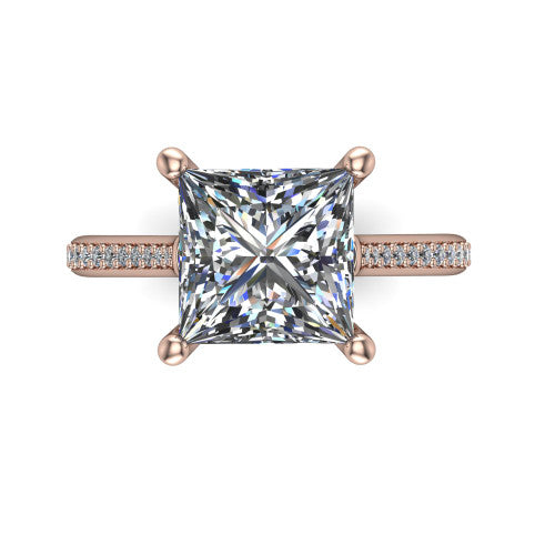 Amelia Princess Shape Solitaire Engagement Ring in 18K Rose Gold