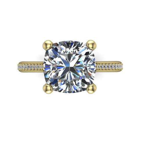 Amelia Cushion Shape Solitaire Engagement Ring in 14K Yellow Gold