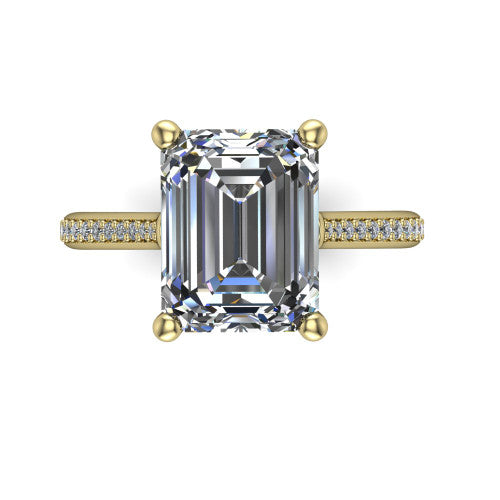 Amelia Emerald Shape Solitaire Engagement Ring in 14K Yellow Gold
