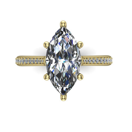 Amelia Marquise Shape Solitaire Engagement Ring in 14K Yellow Gold