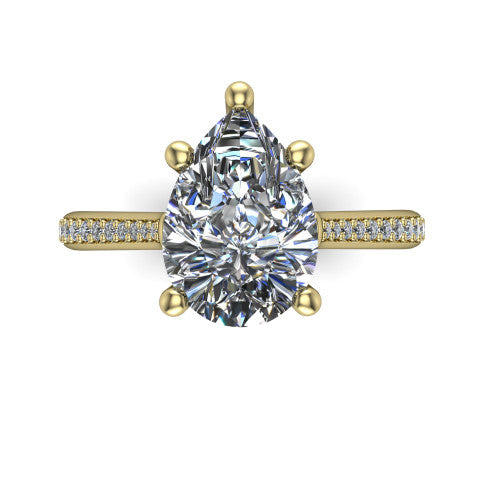 Amelia Pear Shape Solitaire Engagement Ring in 18K Yellow Gold