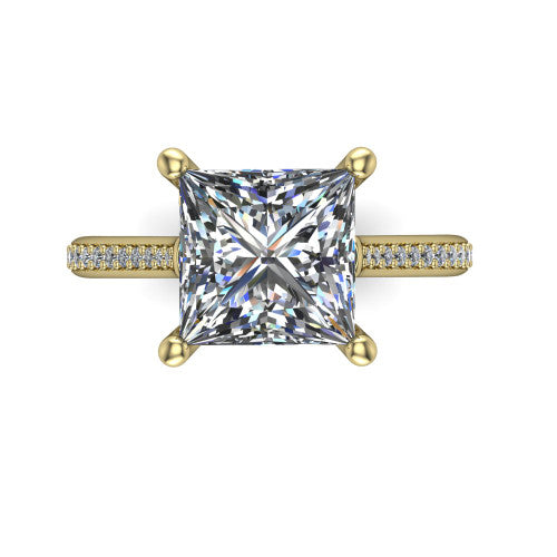 Amelia Princess Shape Solitaire Engagement Ring in 14K Yellow Gold