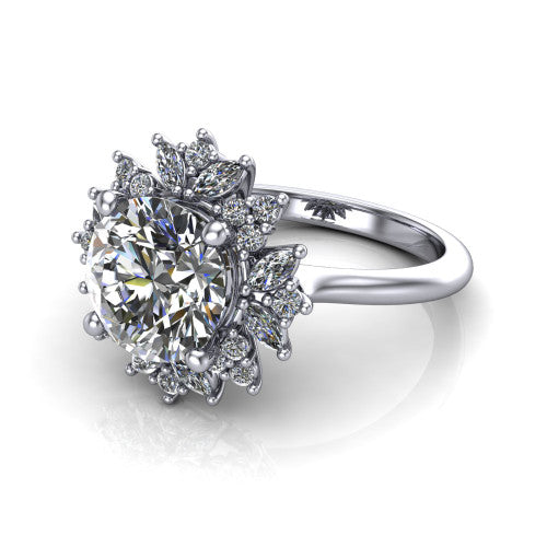 Zoe Round Shape Halo Engagement Ring in 14K White Gold
