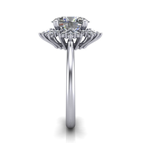 Zoe Oval Shape Halo Engagement Ring in 18K White Gold