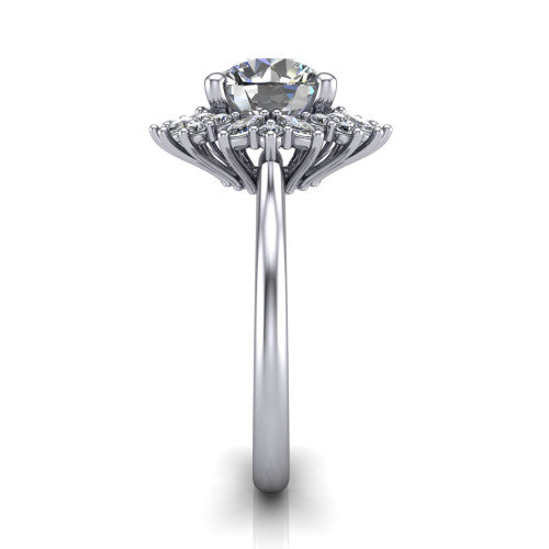 Zoe Round Shape Halo Engagement Ring in 14K White Gold